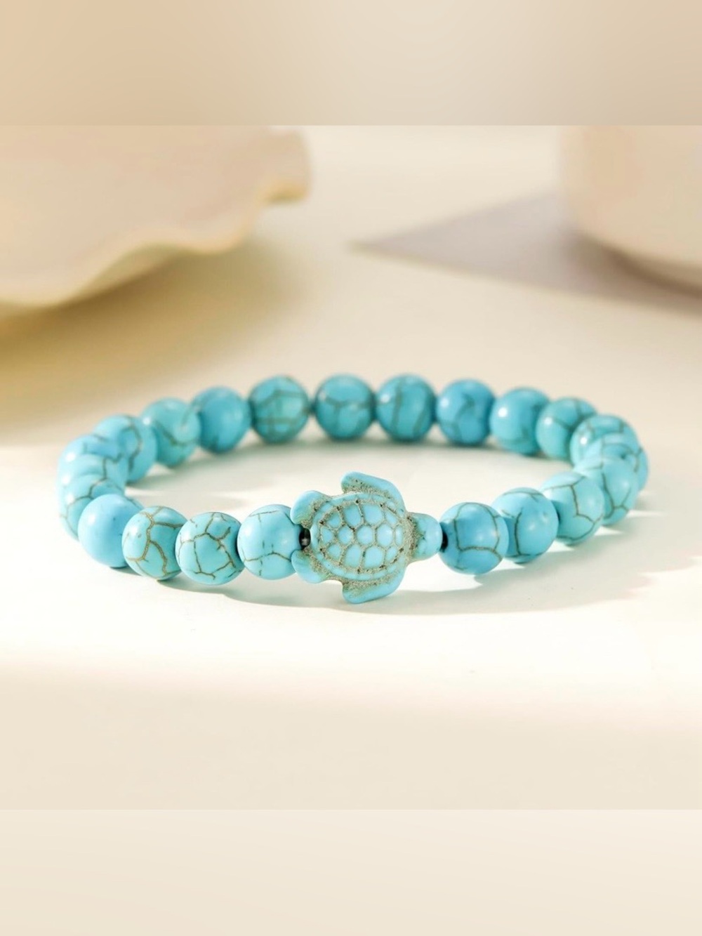 Turquoise Turtle Beaded Stretch Bracelet - Women Jewelry